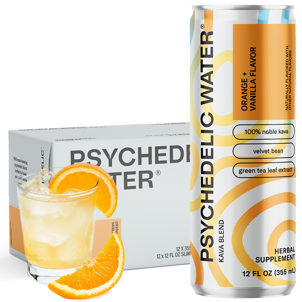 Psychedelic Water Orange Vannilla Flavor box of 12 cans