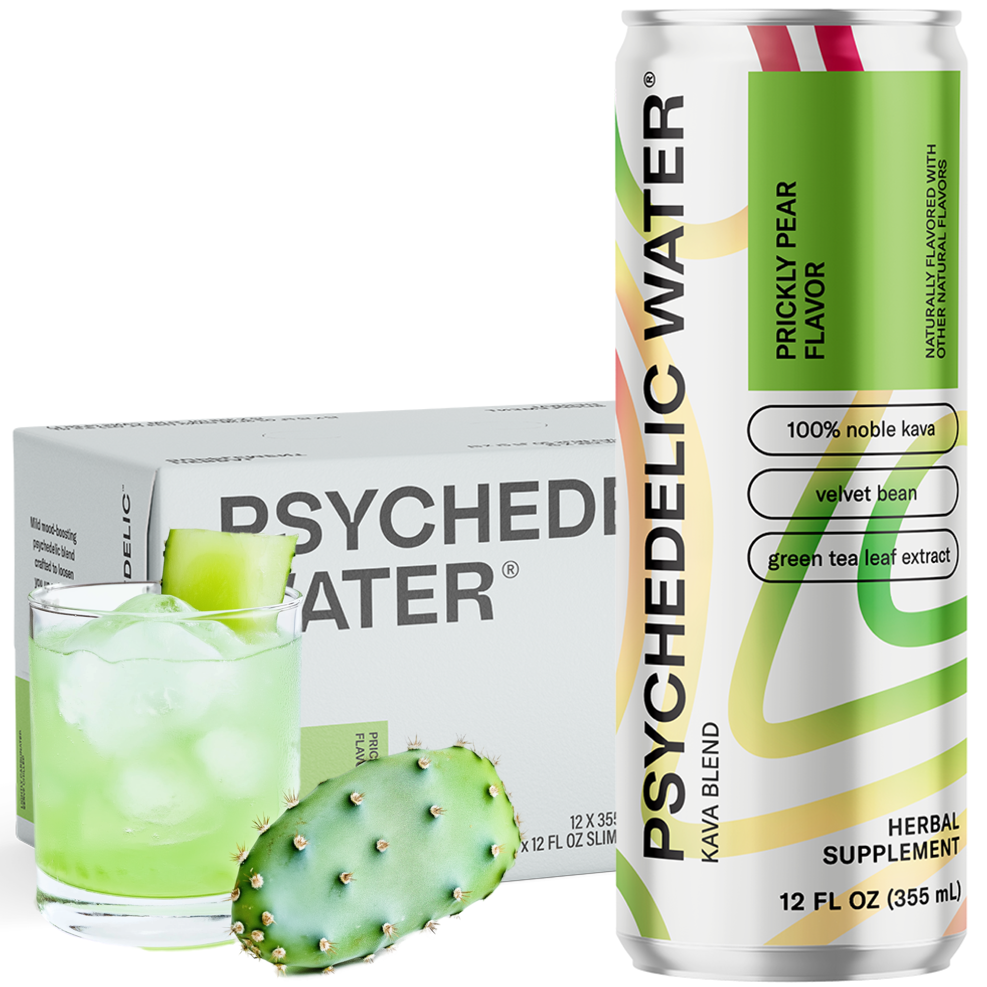 Psychedelic Water Prickly Pear Flavor box of 12 cans