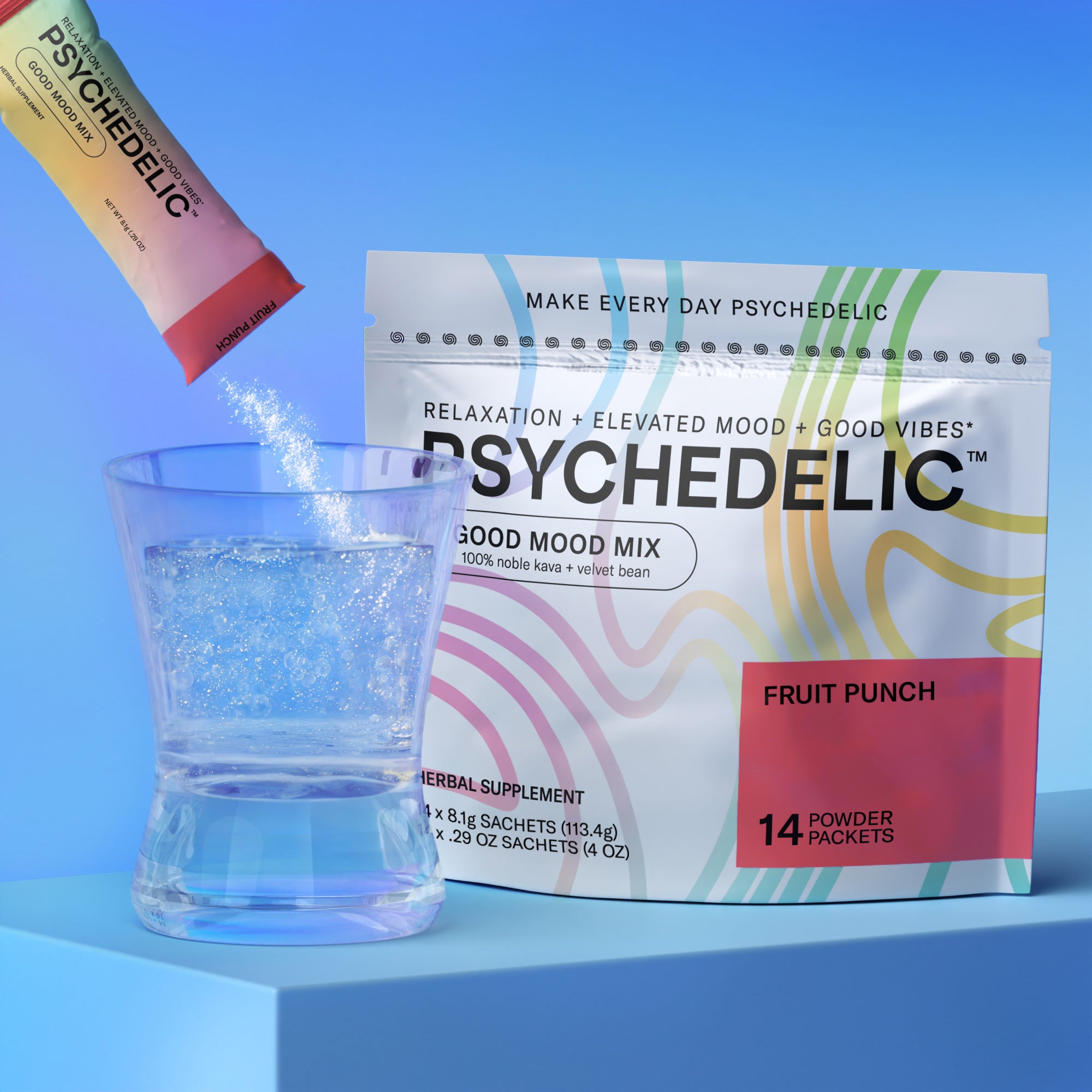 pouring packet of Fruit Punch into glass of water