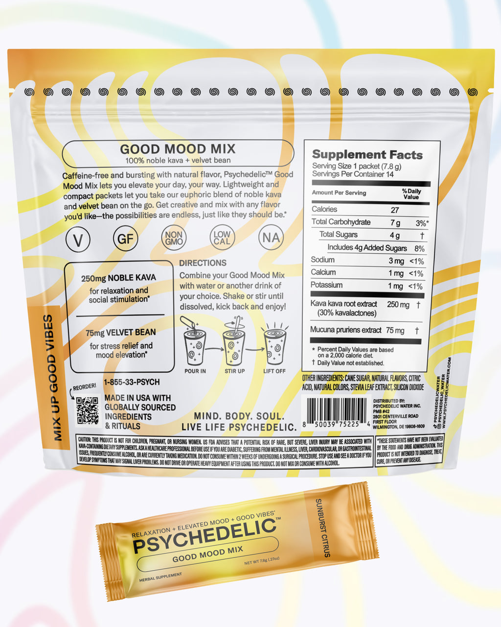 sunburst citrus back of pouch