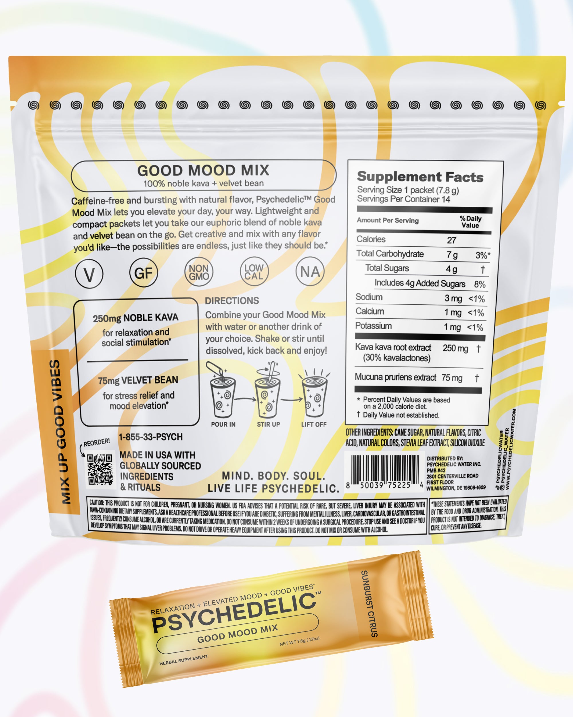 sunburst citrus back of pouch