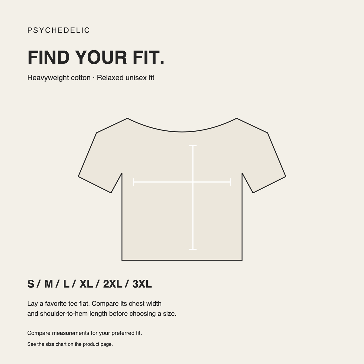 Less Ego. More Universe. Tee in Ivory — Size and fit guidance