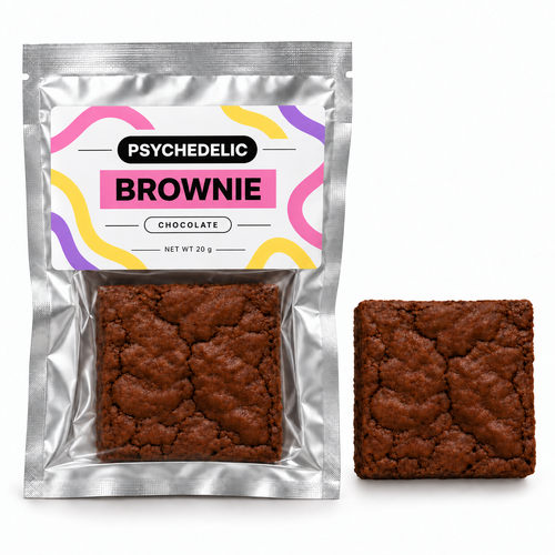 PSYCHEDELIC BROWNIE chocolate brownie, 20 g — packaging mockup