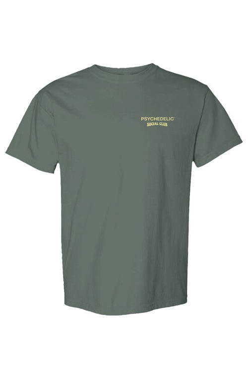 PSYCHEDELIC Social Club Tee in Blue Spruce — Front product mockup