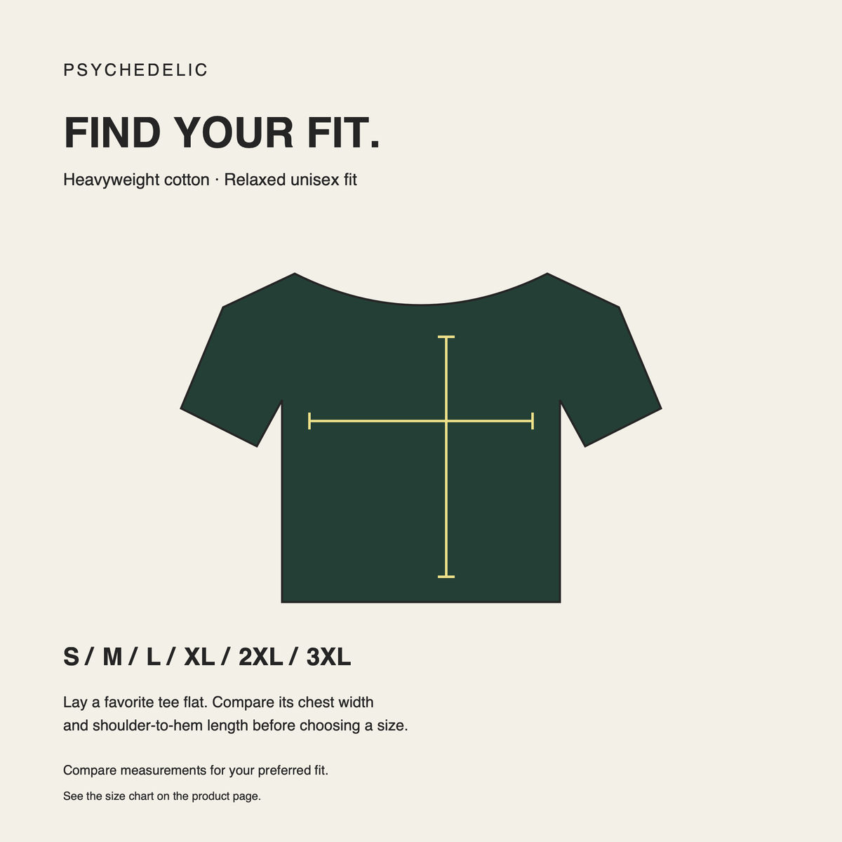 PSYCHEDELIC Social Club Tee in Blue Spruce — Size and fit guidance
